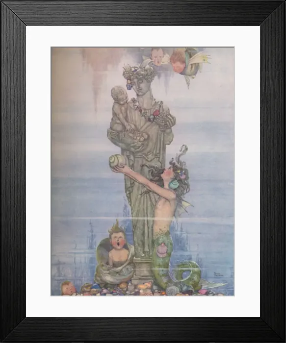 Framed Print : She Put The Statue Back In Her Garden, c1930. Artist: W Heath Robinson Framed Print : She Put The Statue Back In Her Garden, c1930. Artist: W Heath Robinson