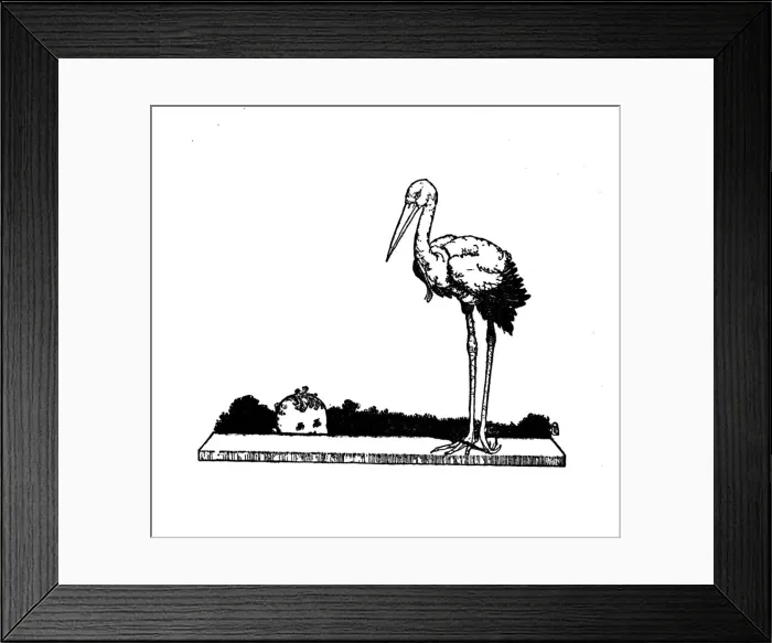 Framed Print : Stork! Stork! Long-Legged Stork!, c1930. Artist: W Heath Robinson Framed Print : Stork! Stork! Long-Legged Stork!, c1930. Artist: W Heath Robinson