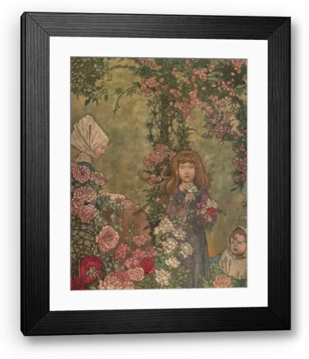 Framed Print : The Peasants Wife Sat on Sundays at the Door of her Cottage Reading her Hymn-Book, c1930. Artist: W Heath Robinson Framed Print : The Peasants Wife Sat on Sundays at the Door of her Cottage Reading her Hymn-Book, c1930. Artist: W Heath Robinson