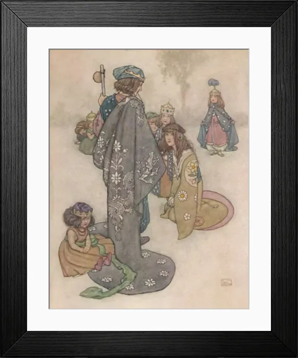Framed Print : Princesses He Found in Plenty, But Whether They Were Real Princesses It Was Impossible For Him To D Artist: W Heath Robinson Framed Print : Princesses He Found in Plenty, But Whether They Were Real Princesses It Was Impossible For Him To D Artist: W Heath Robinson