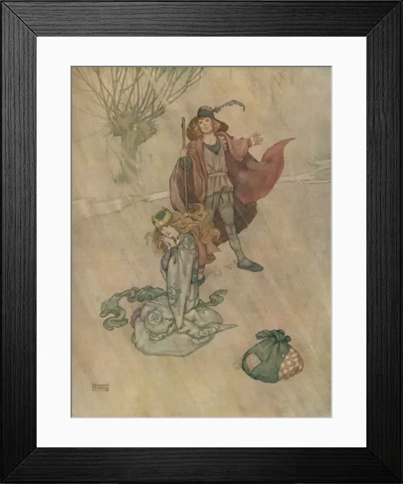 Framed Print : The Swineherd Scolded and the Rain Poured Down, c1930. Artist: W Heath Robinson Framed Print : The Swineherd Scolded and the Rain Poured Down, c1930. Artist: W Heath Robinson