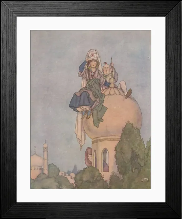 Framed Print : She Sat The Livelong Day Upon the Roof of Her Palace, Expecting Him, c1930. Artist: W Heath Robinson Framed Print : She Sat The Livelong Day Upon the Roof of Her Palace, Expecting Him, c1930. Artist: W Heath Robinson