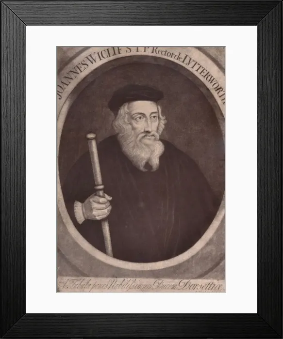 Framed Print : John Wycliffe, English theologian and religious reformer, 18th century (1894). Artist: Alexander van Haecken Framed Print : John Wycliffe, English theologian and religious reformer, 18th century (1894). Artist: Alexander van Haecken