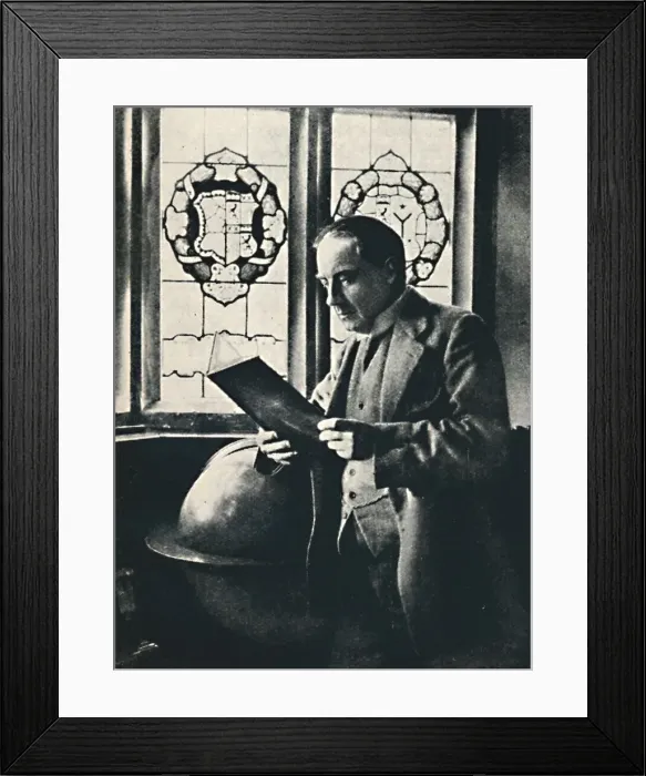 Framed Print : Stanley Baldwin in the Gallery at Chequers, c1925 Framed Print : Stanley Baldwin in the Gallery at Chequers, c1925