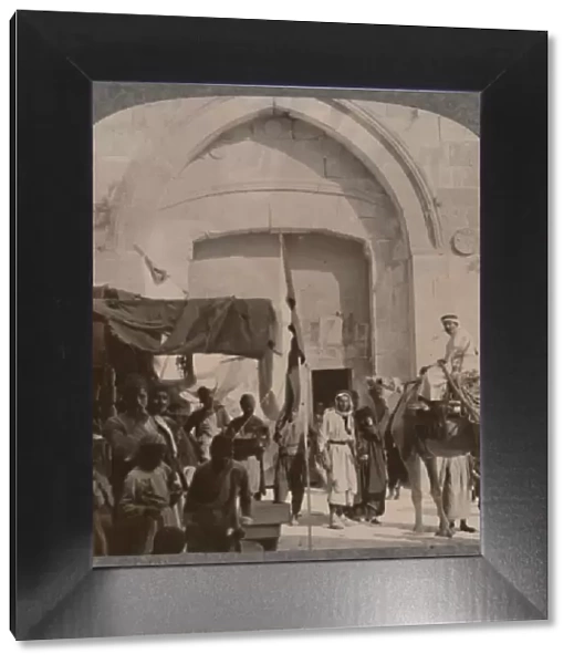 The Jaffa Gate closed, showing Needles Eye, Jerusalem, c1900