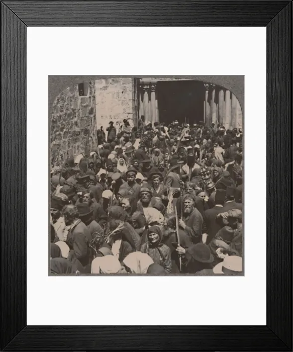 Framed Print : Palm Procession leaving the Church of the Holy Sepulchure, c1900