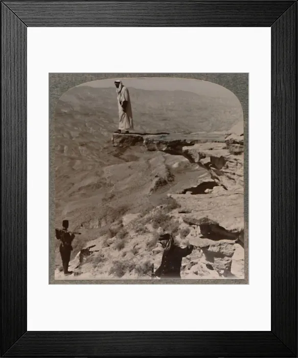 Framed Print : The Arno. Dragoman standing on rock, c1900 Framed Print : The Arno. Dragoman standing on rock, c1900
