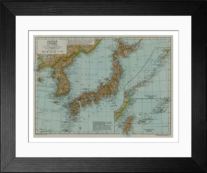 Framed Print : Map of Japan and Korea, c1910. Artist: Gull Engraving Company Framed Print : Map of Japan and Korea, c1910. Artist: Gull Engraving Company