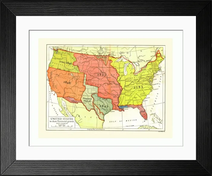 Framed Print : Growth map of United States, c1910s. Artist: Emery Walker Ltd Framed Print : Growth map of United States, c1910s. Artist: Emery Walker Ltd