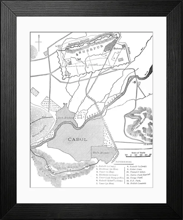 Framed Print : Plan of the Sherpur Cantonments, c1880 Framed Print : Plan of the Sherpur Cantonments, c1880