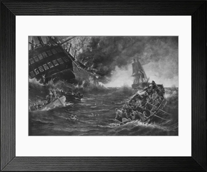 Framed Print : Burning of the Kent, c1893, (1911). Artist: Thomas M M Hemy Framed Print : Burning of the Kent, c1893, (1911). Artist: Thomas M M Hemy