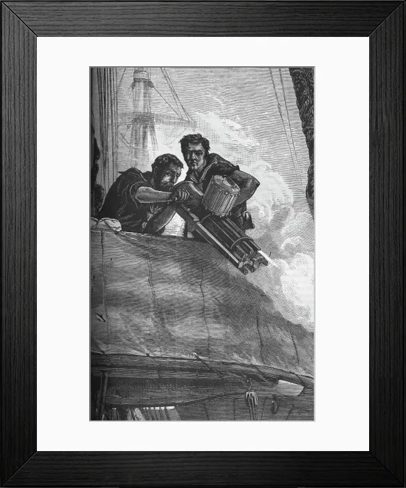 Framed Print : The Gatling Gun as used in the British Navy, c1880 Framed Print : The Gatling Gun as used in the British Navy, c1880