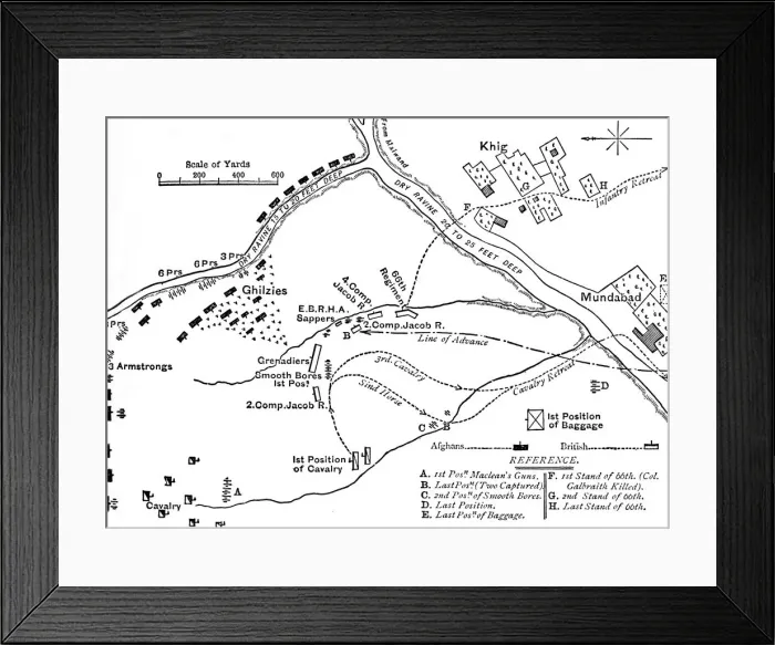 Framed Print : Plan of the Battle of Maiwand, (July 27, 1880), c1880 Framed Print : Plan of the Battle of Maiwand, (July 27, 1880), c1880
