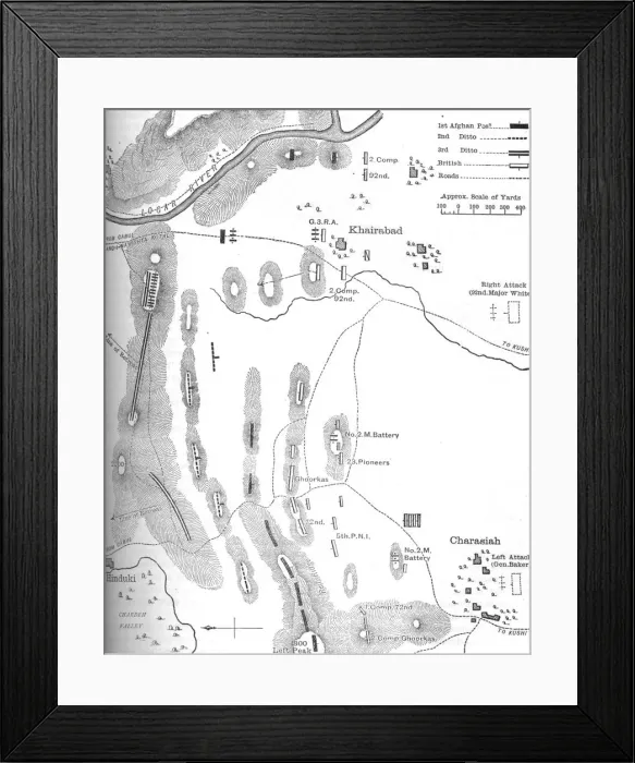 Framed Print : Plan of the Battle of Charasiah, (Oct. 6, 1979), c1880 Framed Print : Plan of the Battle of Charasiah, (Oct. 6, 1979), c1880