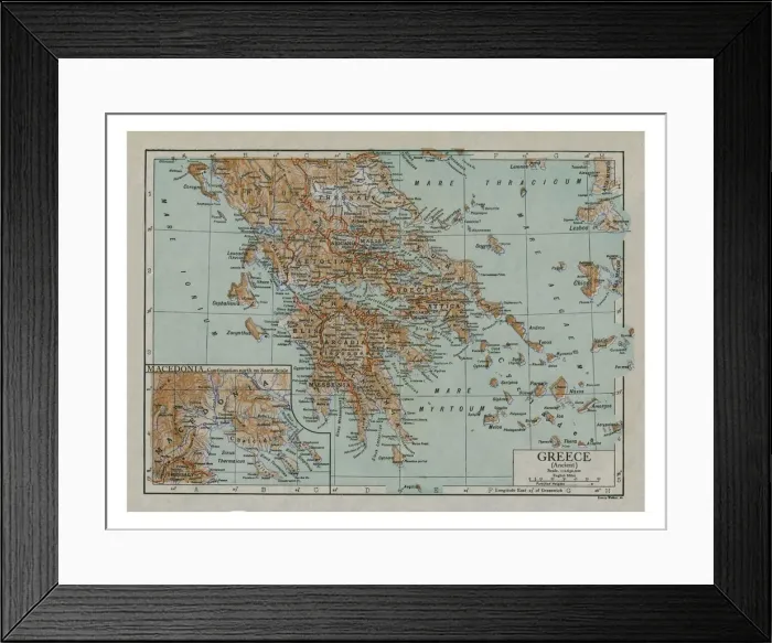 Framed Print : Map of Ancient Greece, c1910s. Artist: Emery Walker Ltd Framed Print : Map of Ancient Greece, c1910s. Artist: Emery Walker Ltd