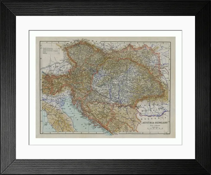 Framed Print : Map of Austria-Hungary, c1910s. Artist: Emery Walker Ltd Framed Print : Map of Austria-Hungary, c1910s. Artist: Emery Walker Ltd