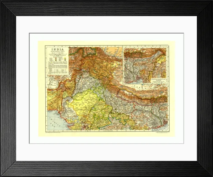 Framed Print : Map of India Northern part, c1910. Artist: Johann Georg Justus Perthes Framed Print : Map of India Northern part, c1910. Artist: Johann Georg Justus Perthes
