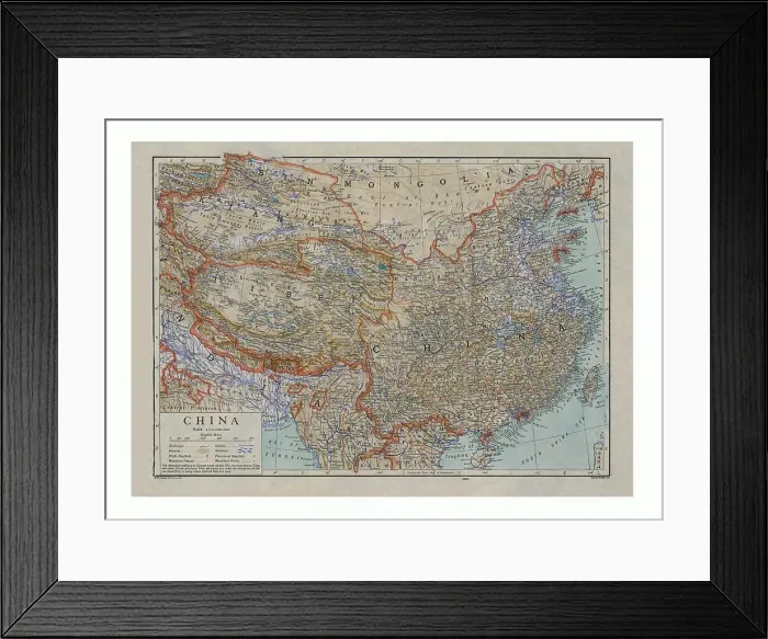 Framed Print : Map of China, c1910. Artists: HW Cribb, Emery Walker Ltd Framed Print : Map of China, c1910. Artists: HW Cribb, Emery Walker Ltd