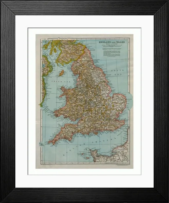 Framed Print : Map of England and Wales, c1910. Artist: Gull Engraving Company Framed Print : Map of England and Wales, c1910. Artist: Gull Engraving Company