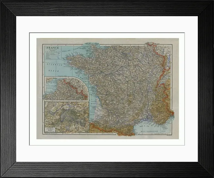 Framed Print : Map of France, c1910. Artist: Emery Walker Ltd Framed Print : Map of France, c1910. Artist: Emery Walker Ltd