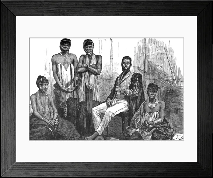 Framed Print : Sandilli, Chief of the Gaikas and his Wives, c1880 Framed Print : Sandilli, Chief of the Gaikas and his Wives, c1880