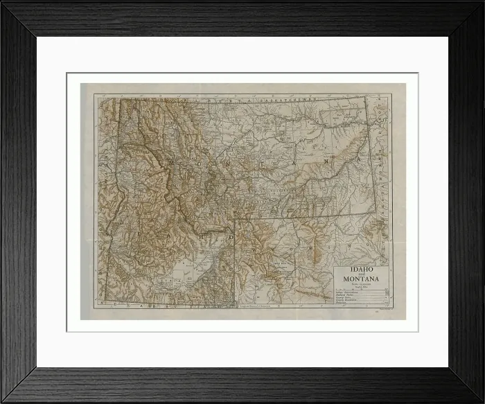 Framed Print : Map of Idaho and Montana, USA, c1910s. Artist: Emery Walker Ltd Framed Print : Map of Idaho and Montana, USA, c1910s. Artist: Emery Walker Ltd