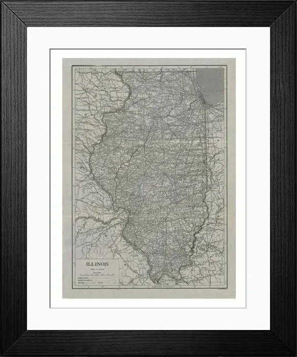 Framed Print : Map of Illinois, USA, c1910s. Artist: Emery Walker Ltd Framed Print : Map of Illinois, USA, c1910s. Artist: Emery Walker Ltd