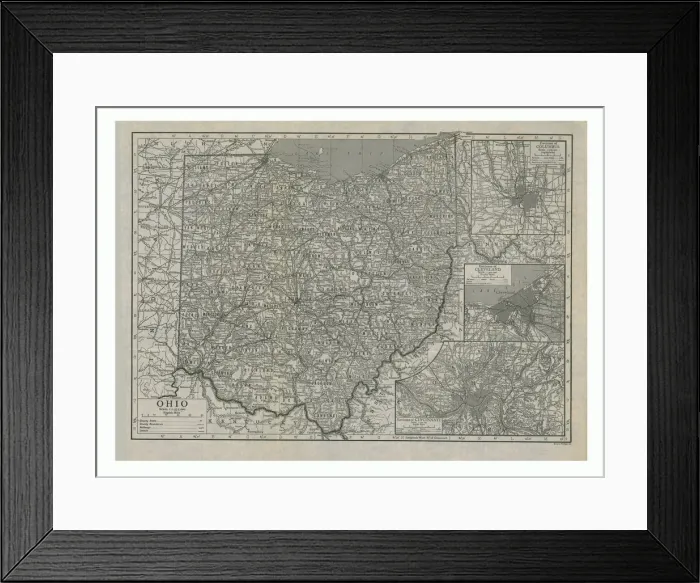 Framed Print : Map of Ohio, USA, c1910s. Artist: Emery Walker Ltd Framed Print : Map of Ohio, USA, c1910s. Artist: Emery Walker Ltd