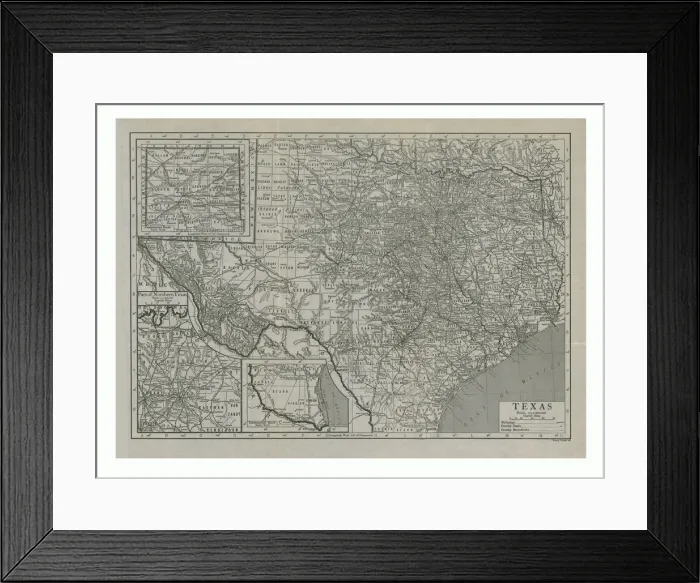 Framed Print : Map of Texas, USA, c1910s. Artist: Emery Walker Ltd Framed Print : Map of Texas, USA, c1910s. Artist: Emery Walker Ltd
