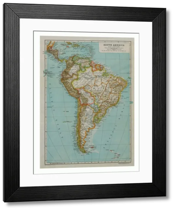 Framed Print : Map of South America, c1910. Artist: Gull Engraving Company Framed Print : Map of South America, c1910. Artist: Gull Engraving Company