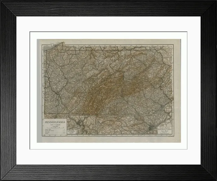 Framed Print : Map of Pennsylvania, 1910. Artists: Emery Walker Ltd, Emery Walker Framed Print : Map of Pennsylvania, 1910. Artists: Emery Walker Ltd, Emery Walker