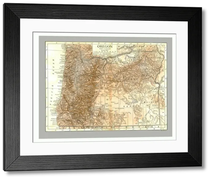 Framed Print : Map of Oregon, c1910. Artist: Emery Walker Ltd Framed Print : Map of Oregon, c1910. Artist: Emery Walker Ltd