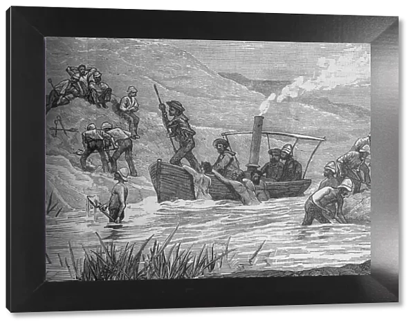 British Soldiers Cutting a Dam Constructed by Arabi at Mahuta, c1882