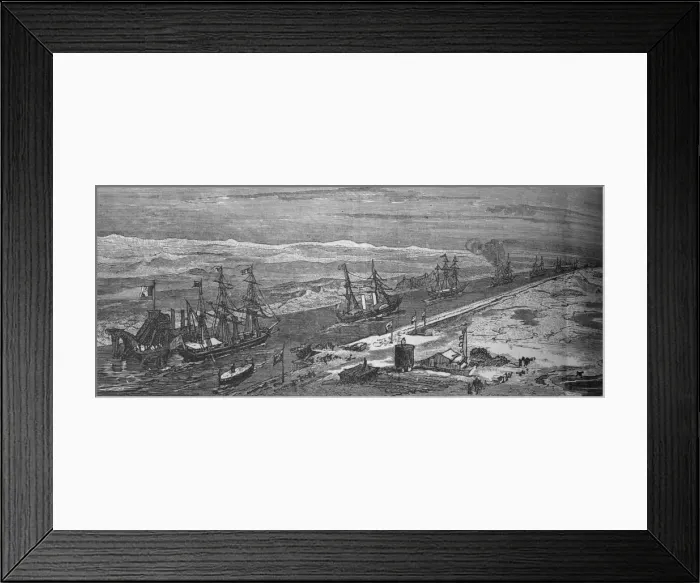 Framed Print : Steam-Ships Passing Through the Suez Canal, c1882 Framed Print : Steam-Ships Passing Through the Suez Canal, c1882