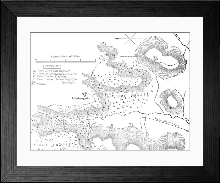Framed Print : Plan of the ground where Cetewayo was captured, c1880 Framed Print : Plan of the ground where Cetewayo was captured, c1880