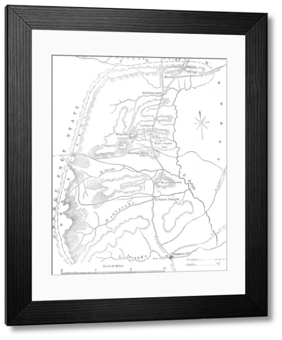 Framed Print : Map of the Country between Newcastle and the Transvaal, c1880 Framed Print : Map of the Country between Newcastle and the Transvaal, c1880