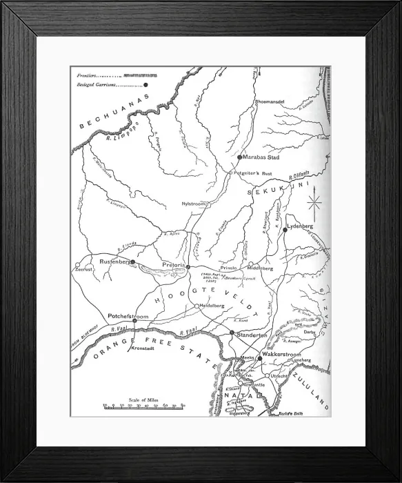 Framed Print : Map of the Theatre of War in the Transvaal, c1880 Framed Print : Map of the Theatre of War in the Transvaal, c1880
