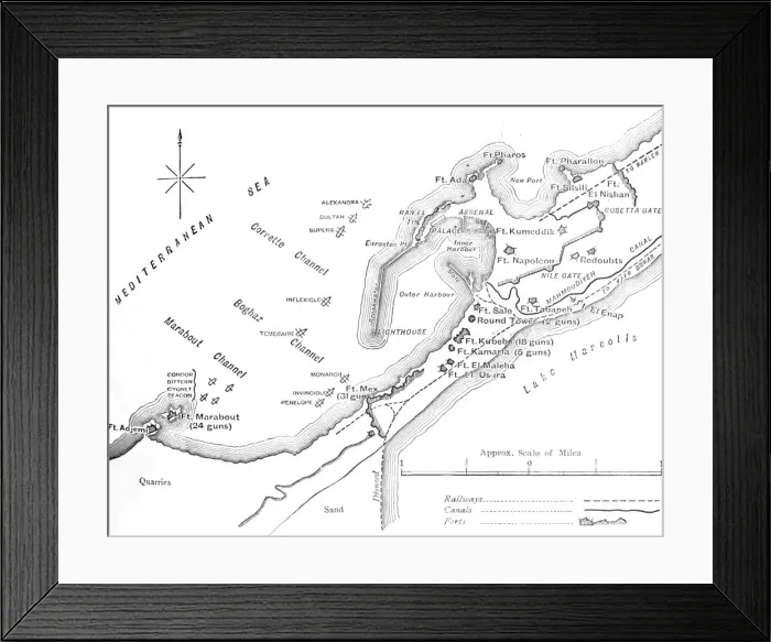 Framed Print : Plan of the Bombardment of Alexandria, (July 11, 1882), c1882 Framed Print : Plan of the Bombardment of Alexandria, (July 11, 1882), c1882
