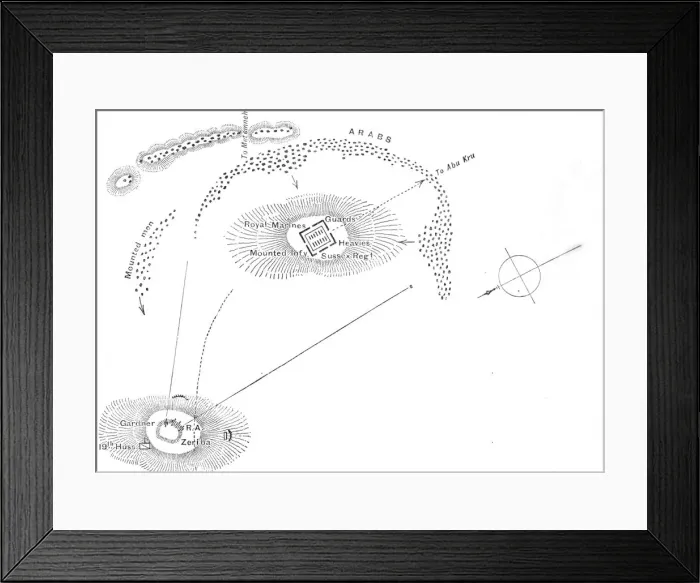 Framed Print : Plan of the Battle of Abu Kru, (January 19, 1885), c1885 Framed Print : Plan of the Battle of Abu Kru, (January 19, 1885), c1885