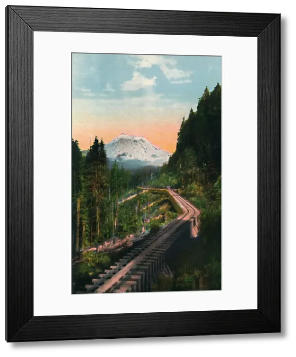 Framed Print : Mount Rainier from the C. M. & P. S. R. R. c1916. Artist: Asahel Curtis Framed Print : Mount Rainier from the C. M. & P. S. R. R. c1916. Artist: Asahel Curtis