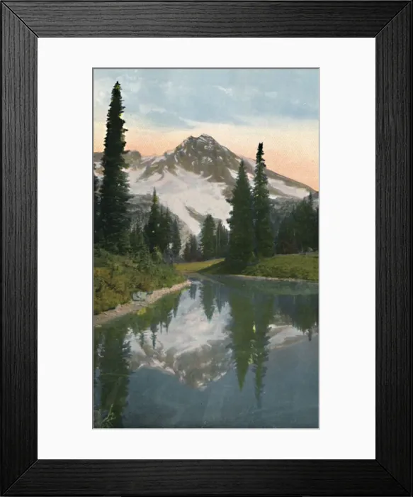 Framed Print : Mount Rainier and Reflection Lake, c1916. Artist: Asahel Curtis Framed Print : Mount Rainier and Reflection Lake, c1916. Artist: Asahel Curtis