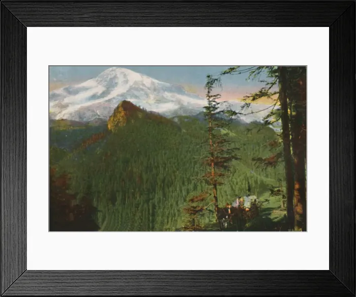 Framed Print : The Road at Rickseeker Point, Mount Rainier in the Distance, Washington, c1916. Artist: Asahel Curtis Framed Print : The Road at Rickseeker Point, Mount Rainier in the Distance, Washington, c1916. Artist: Asahel Curtis