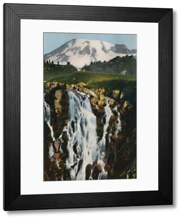 Framed Print : Myrtle Falls and Mount Rainier, c1916. Artist: Asahel Curtis Framed Print : Myrtle Falls and Mount Rainier, c1916. Artist: Asahel Curtis