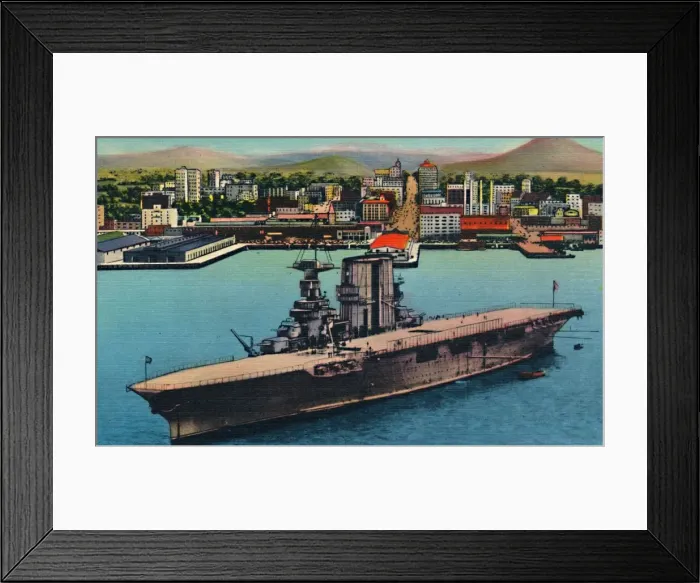 Framed Print : U. S. Navy Plane Carrier at Anchor at Foot of Broadway. San Diego, California, c1941 Framed Print : U. S. Navy Plane Carrier at Anchor at Foot of Broadway. San Diego, California, c1941