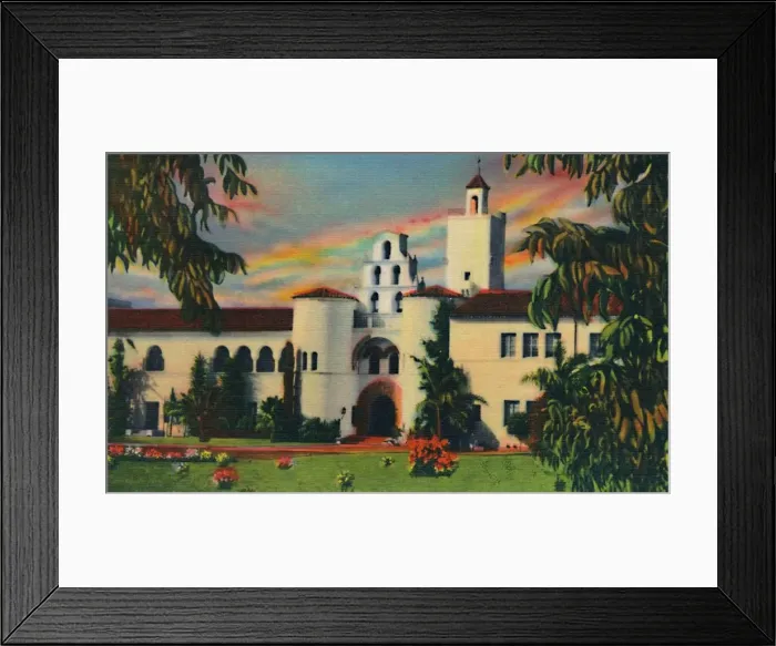 Framed Print : Main Entrance. Administration Building, State College. San Diego, California, c1941 Framed Print : Main Entrance. Administration Building, State College. San Diego, California, c1941
