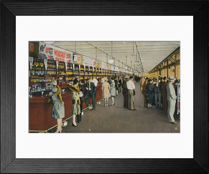 Framed Print : Mexicali Beer Hall, The Longest Bar in the World, c1939 Framed Print : Mexicali Beer Hall, The Longest Bar in the World, c1939