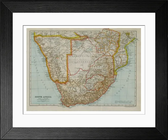 Framed Print : Map of South (Southern) Africa, c1910. Artist: Gull Engraving Company Framed Print : Map of South (Southern) Africa, c1910. Artist: Gull Engraving Company