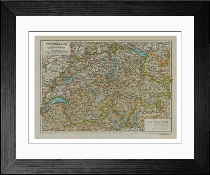 Framed Print : Map of Switzerland Framed Print : Map of Switzerland