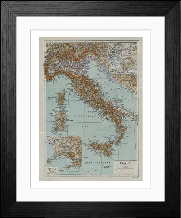 Framed Print : Map of Modern Italy, c1910s. Artist: Emery Walker Ltd Framed Print : Map of Modern Italy, c1910s. Artist: Emery Walker Ltd