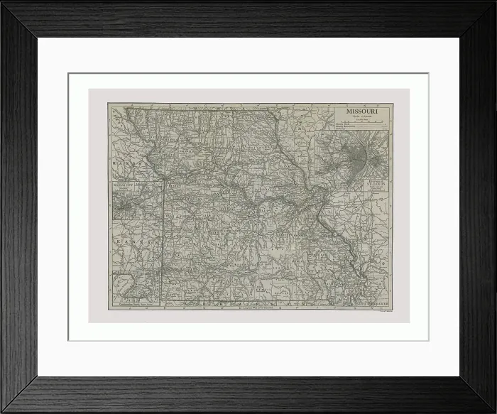 Framed Print : Map of Missouri, USA, c1900s. Artists: Emery Walker Ltd, Emery Walker Framed Print : Map of Missouri, USA, c1900s. Artists: Emery Walker Ltd, Emery Walker
